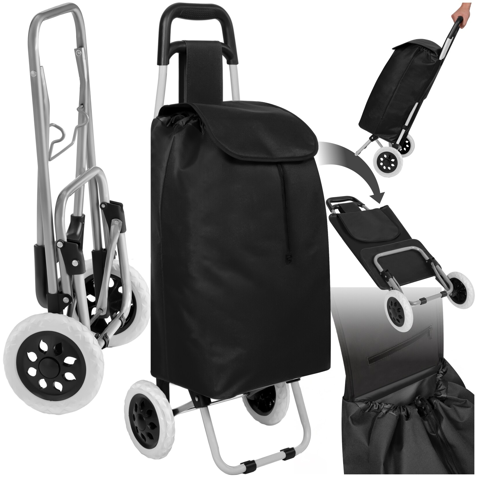 tectake® Einkaufstrolley, klappbar, mit Gummizug, 35 l