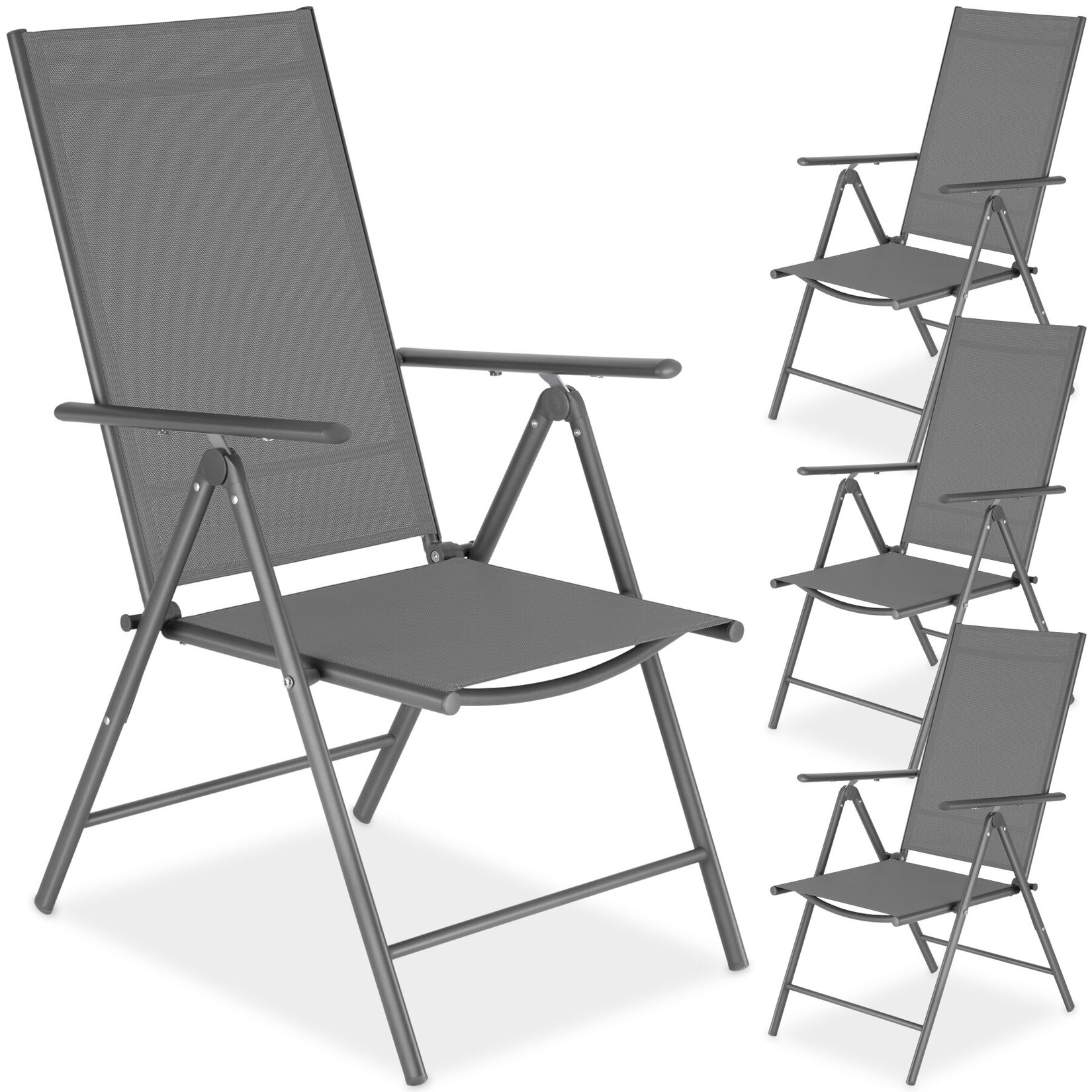tectake® Gartenstuhl, klappbar, 8-fach verstellbare Rückenlehne, 54,5 x 65 x 107,5 cm