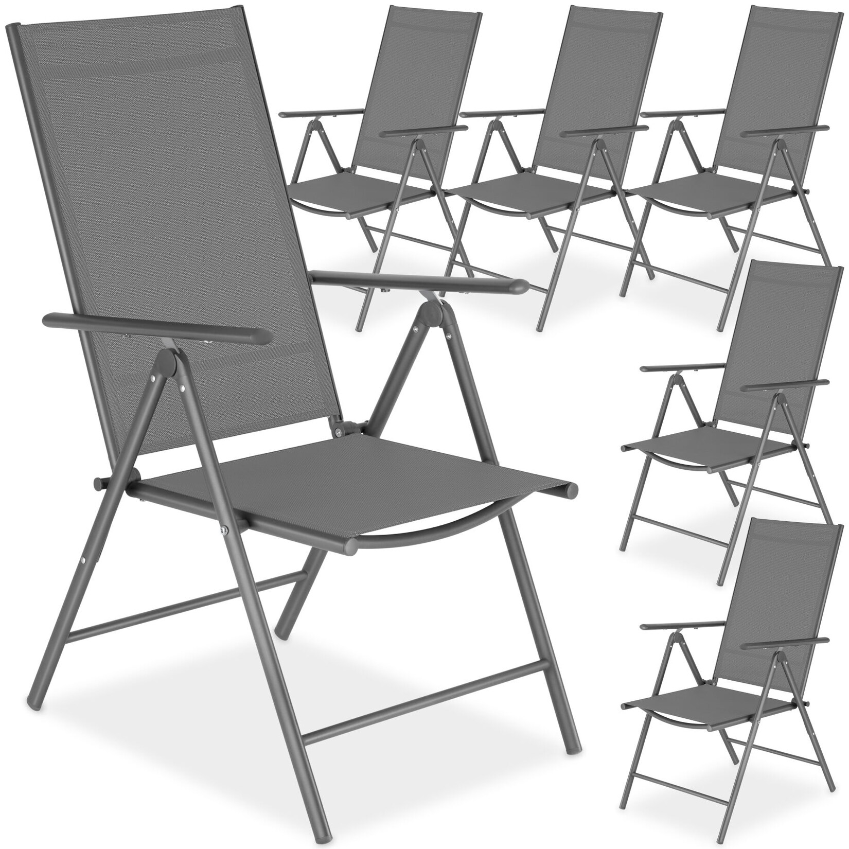 tectake® Gartenstuhl, klappbar, 8-fach verstellbare Rückenlehne, 54,5 x 65 x 107,5 cm