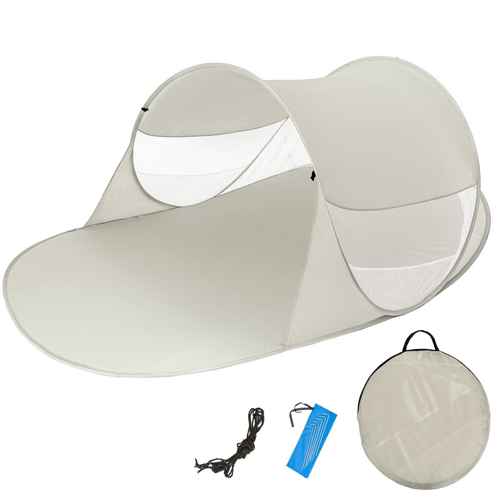 tectake® Pop-Up Strandmuschel, selbstaufbauend mit Fiberglasgestänge, UV-beständig, 245 x 145 x 95 cm