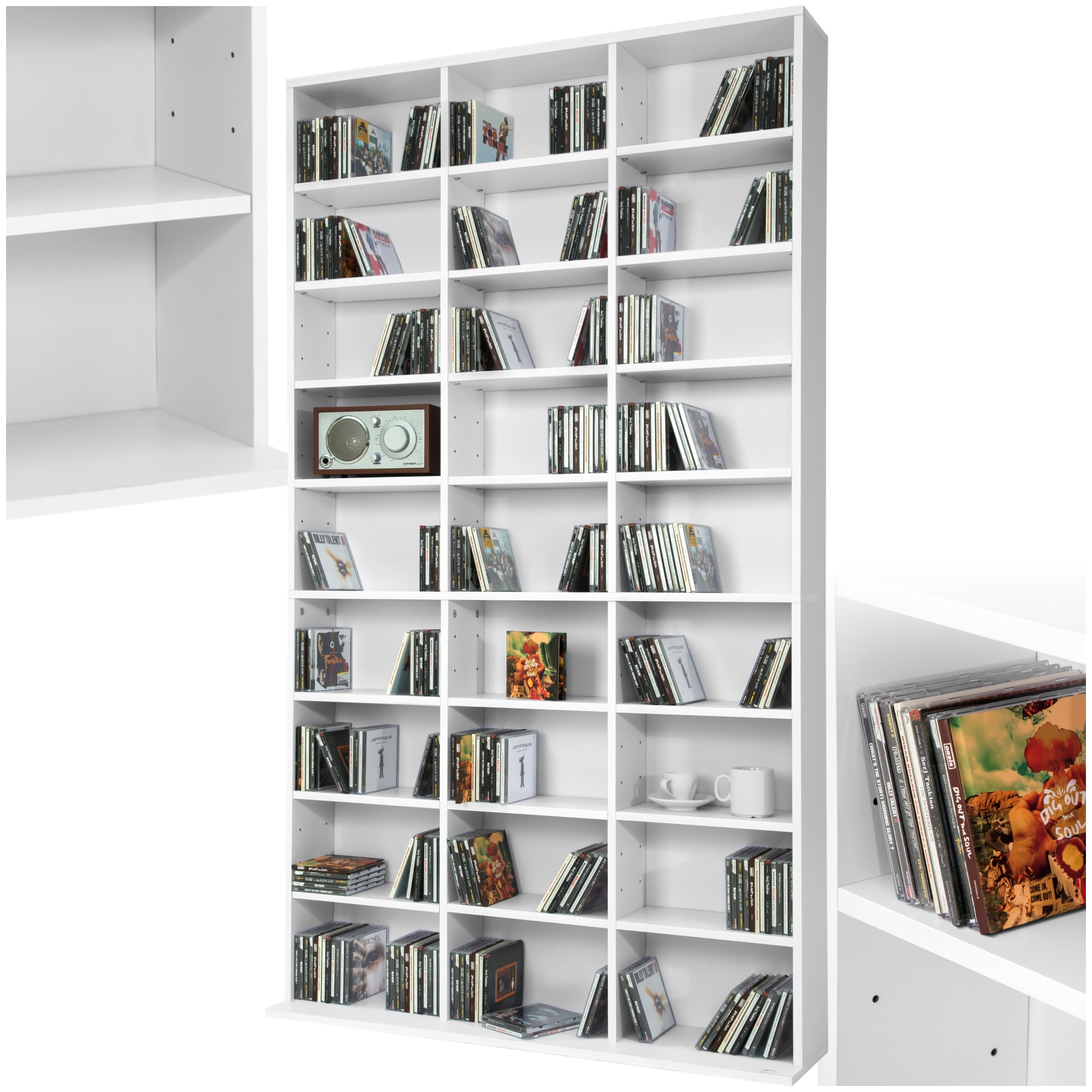 tectake&reg; CD DVD Regal, in Holzoptik, h&ouml;henverstellbare und herausnehmbare Zwischenb&ouml;den, 180 x 102 x 23,5 cm 