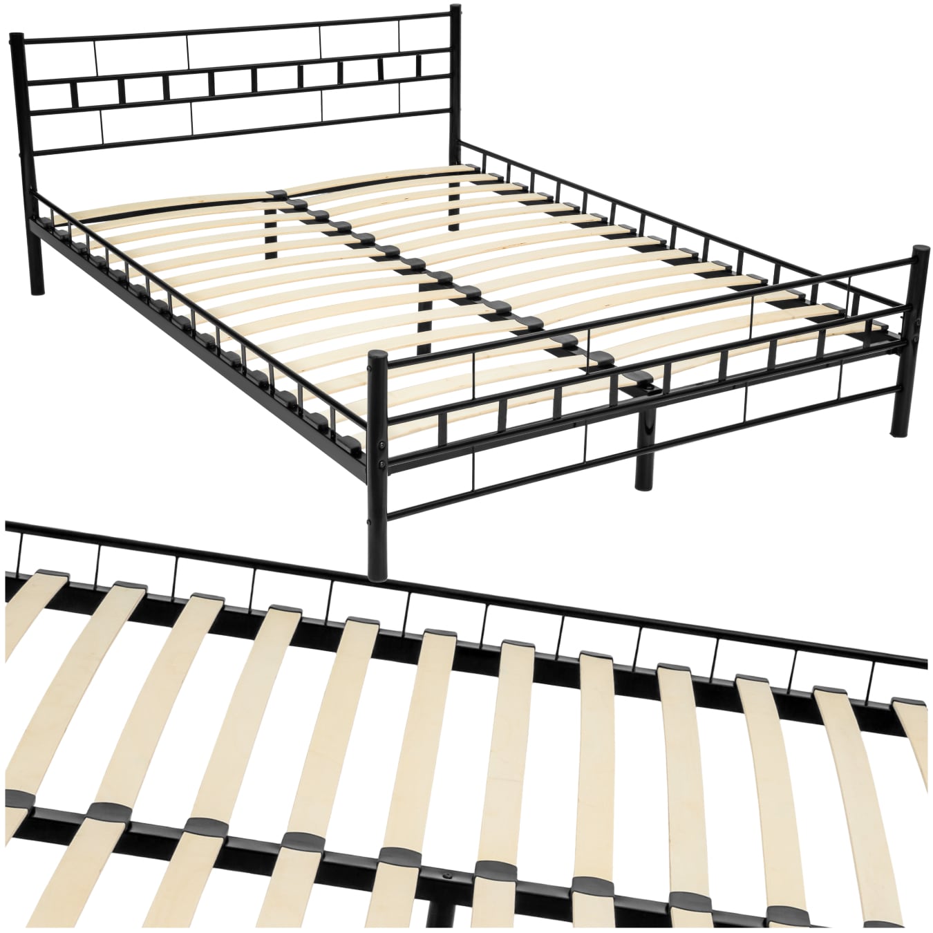 tectake&reg; Metallbett, robustes Stahlgestell, bodenschonende Kunststoffkappen, 140 x 200 cm 
