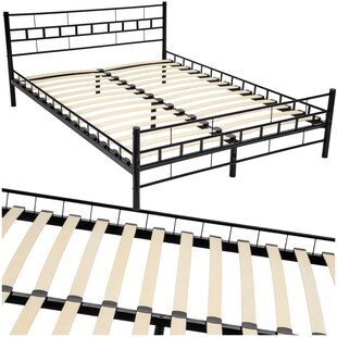 tectake® Metallbett, robustes Stahlgestell, bodenschonende Kunststoffkappen, 140 x 200 cm 