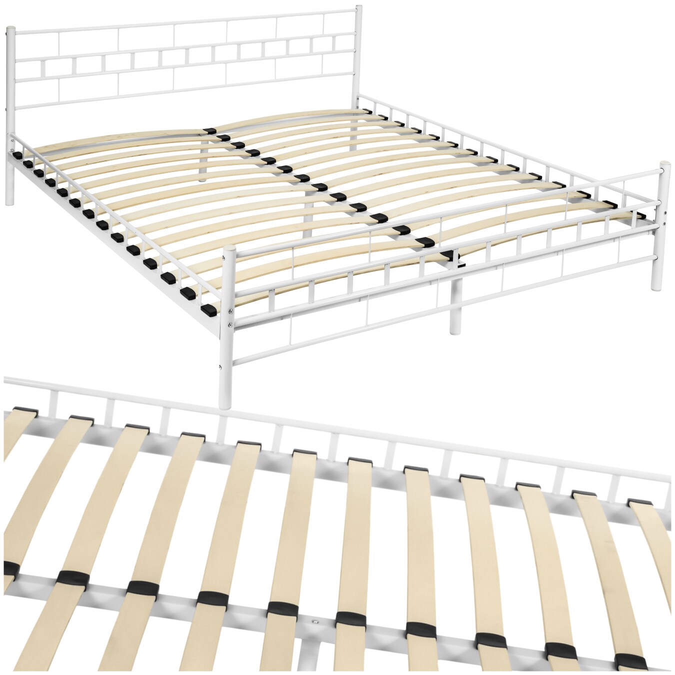 tectake&reg; Metallbett, robustes Stahlgestell, bodenschonende Kunststoffkappen, 180 x 200 cm 