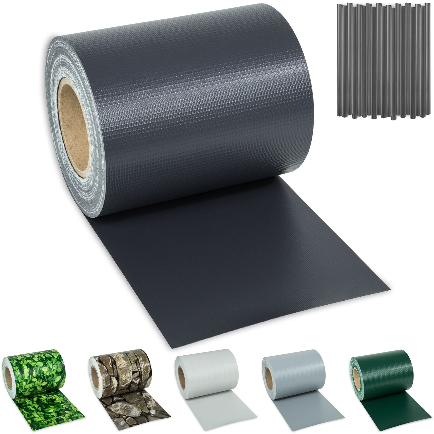 tectake® Sichtschutzstreifen, für Einzelstab- und Doppelstabmatten-Zäune, blickdicht und extrem reißfest, leichte Montage, inklusive Befestigungsclips