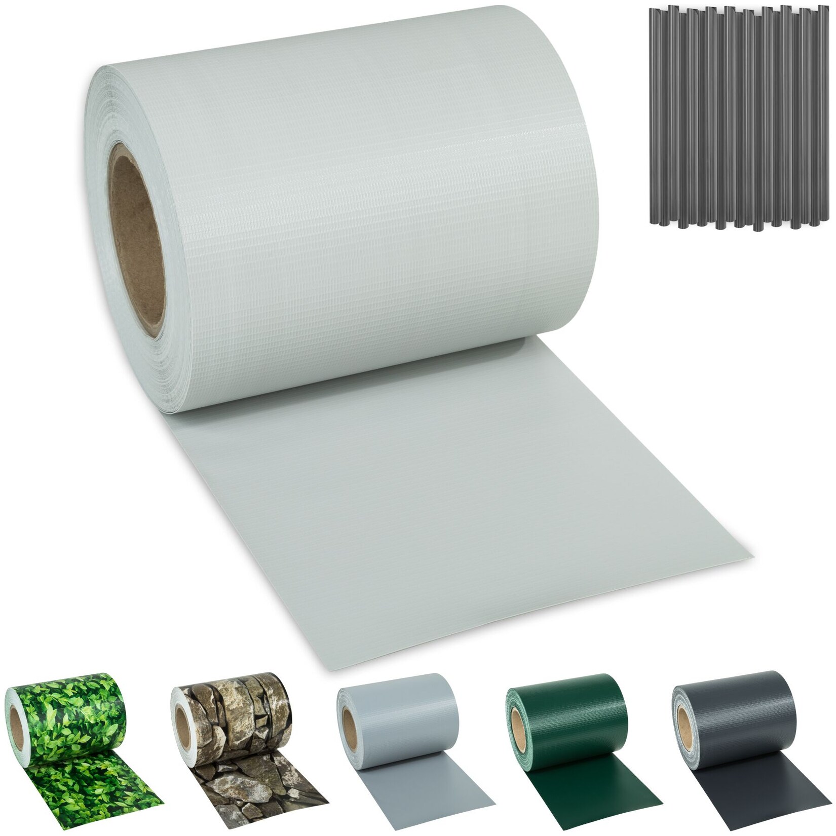 tectake® Sichtschutzstreifen, für Einzelstab- und Doppelstabmatten-Zäune, blickdicht und extrem reißfest, leichte Montage, inklusive Befestigungsclips