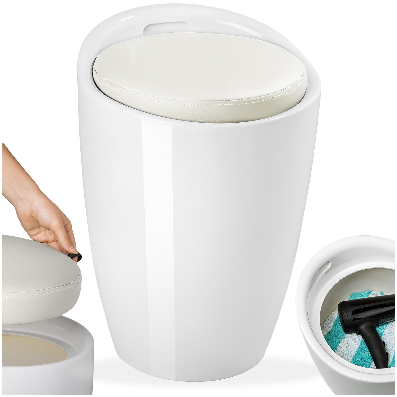 tectake&reg; Sitzhocker, aus hochwertigem Kunststoff, 18 l Stauraum, 36 x 51 cm 