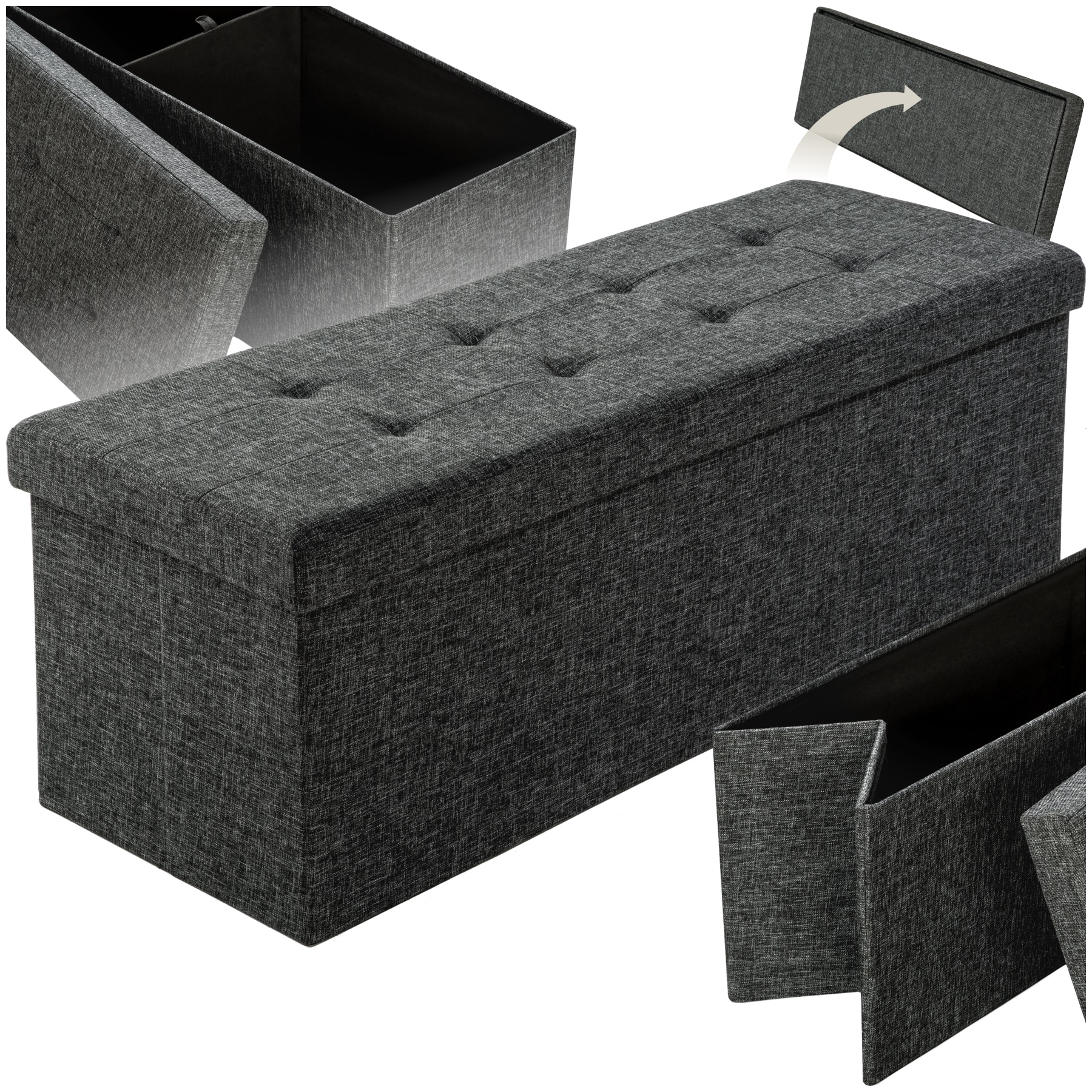 tectake&reg; Sitzhocker mit Stauraum, faltbar, gepolstert, Polyester 