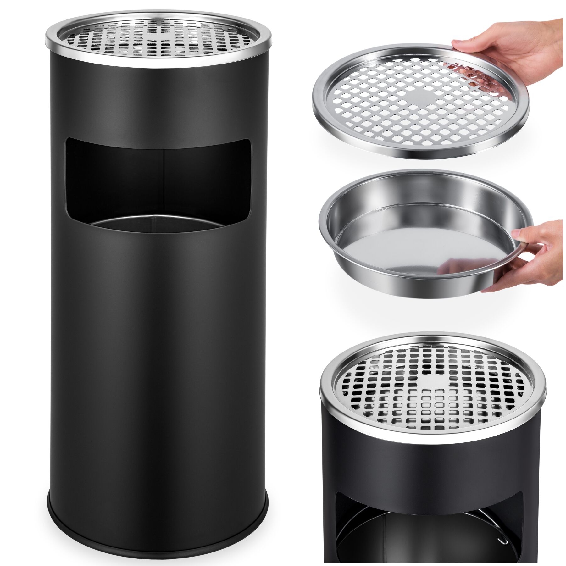 tectake&reg; Standaschenbecher, rund, 30 l, 25 x 61 cm 