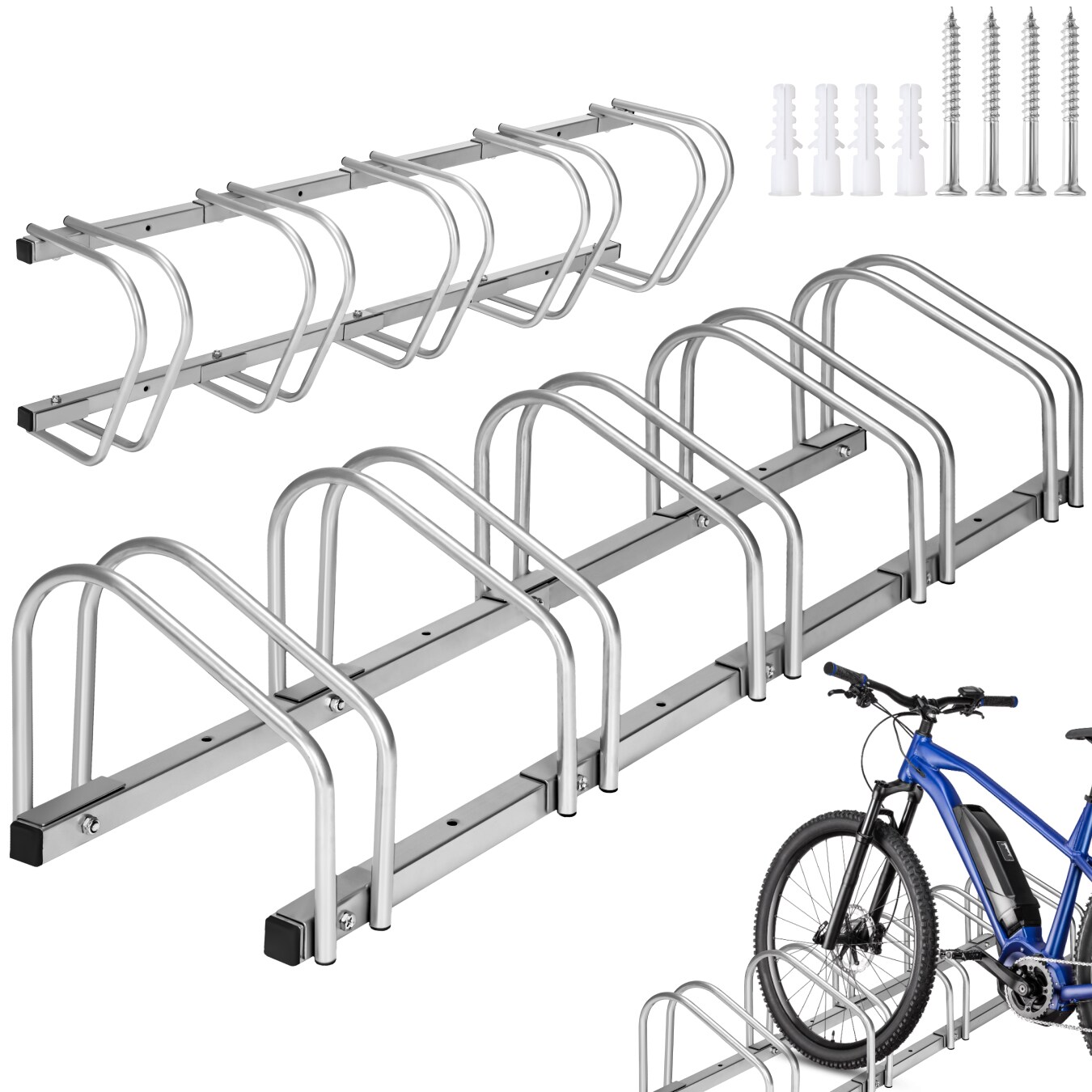 tectake&reg; Fahrradst&auml;nder, aus rostfreiem Stahl, Boden- und Wandmontage, von beiden Seiten befahrbar 