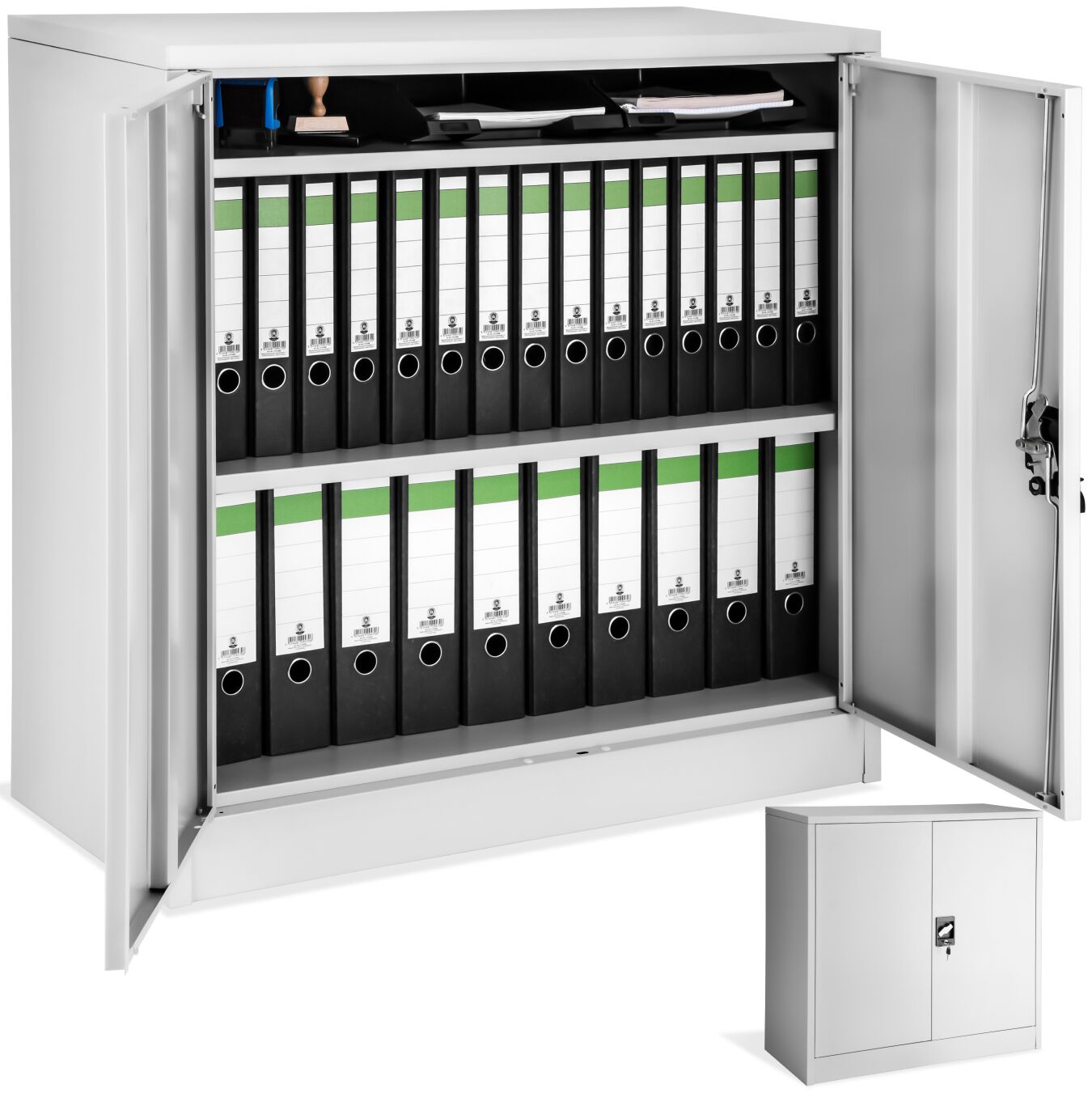 tectake&reg; Aktenschrank, aus pulverbeschichtetem Stahl, 2 h&ouml;henverstellbare Einlegeb&ouml;den, 90 x 40 x 90 cm 