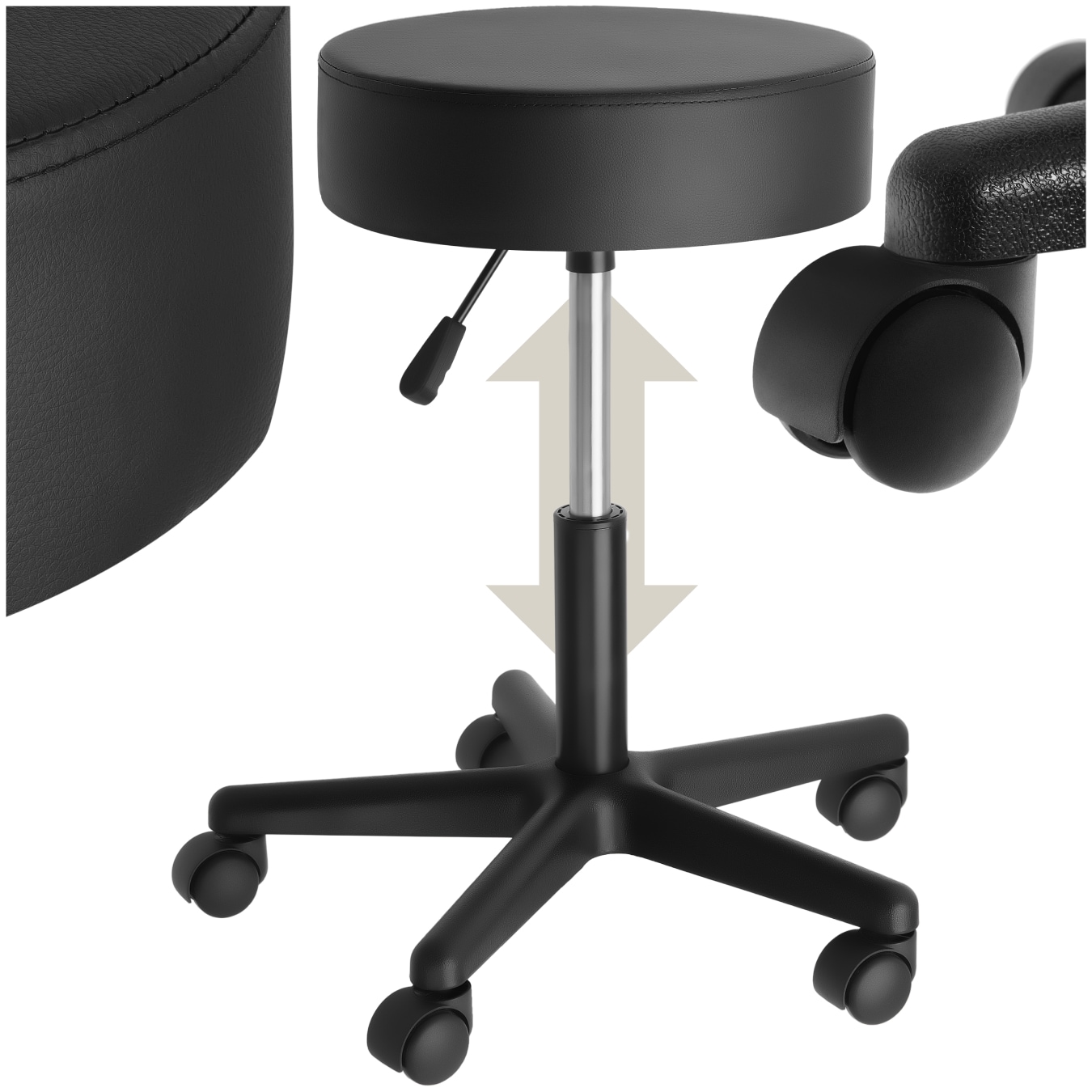 tectake&reg; Rollhocker, h&ouml;henverstellbar und 360&deg; drehbar, gute Polsterung, Belastbarkeit 150 kg 