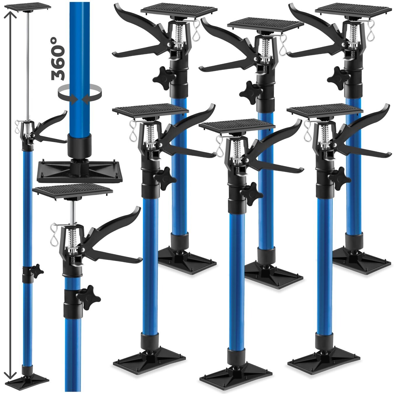 tectake® 6er-Set Türspanner, stufenlos höhenverstellbar, Belastbarkeit 30 kg je Spanner, mit Schnellspannsystem