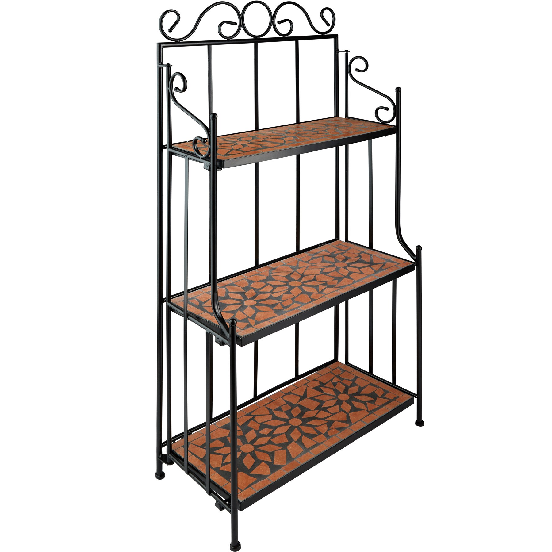 tectake&reg; Metallregal, mit 3 Mosaikb&ouml;den, bodenschonende Gummif&uuml;&szlig;e, 61 x 29 x 114 cm 