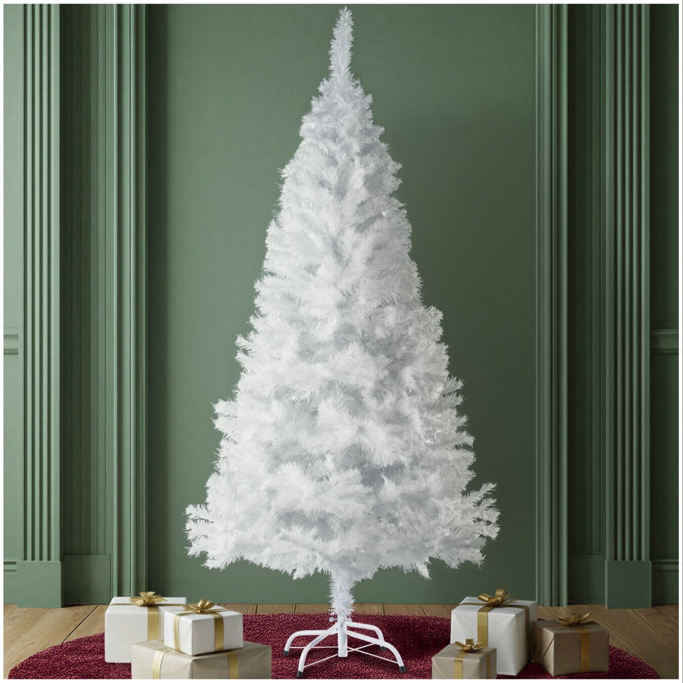 tectake® Weihnachtsbaum, verschiedene Größen, künstlich in Weiß, formbar mit viel Volumen, inklusive Metallständer mit Kunststoffkappen