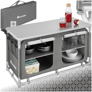 tectake® Campingschrank Komfort mit 4 Fächern, faltbar, Stauraum mit 4 Fächern, 97 x 47,5 x 56,5 cm 