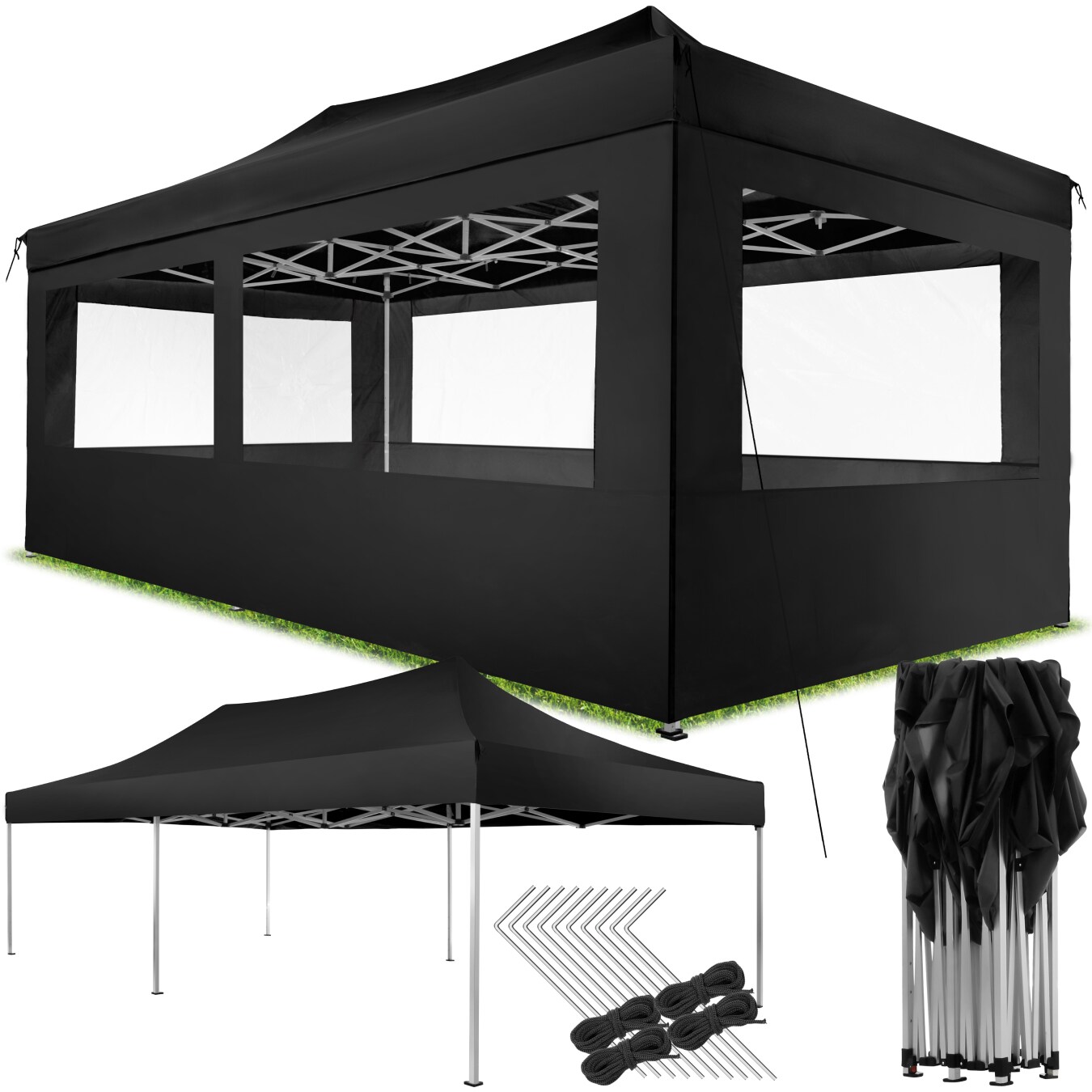 tectake® Pavillon, mit Aluminiumgestell, wasserdicht und mit UV-Schutz, inklusive Spannseile, Heringe und Tragetasche
