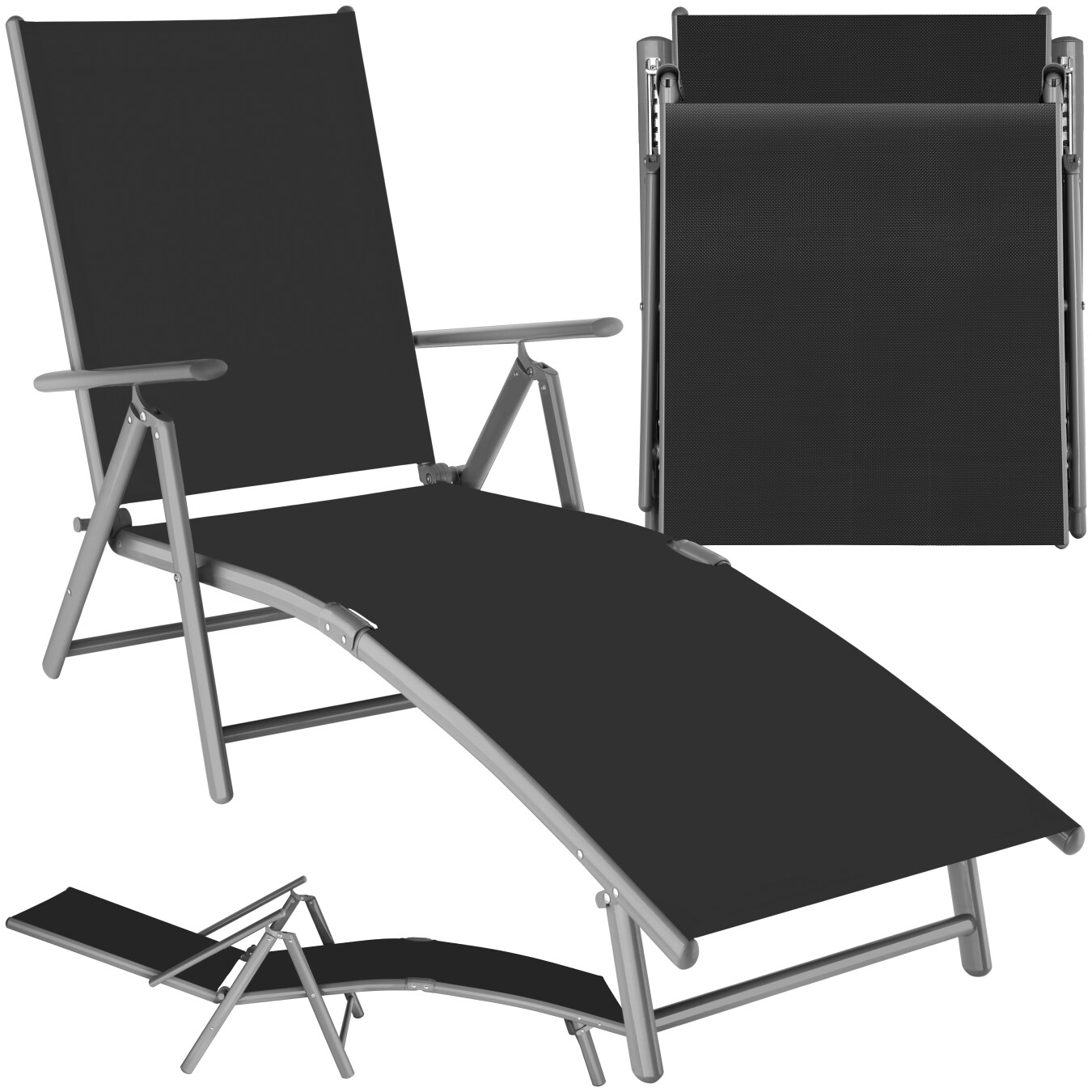 tectake&reg; Gartenliege, klappbar, 7-fach verstellbare R&uuml;ckenlehne, 182 x 62 x 59 cm 