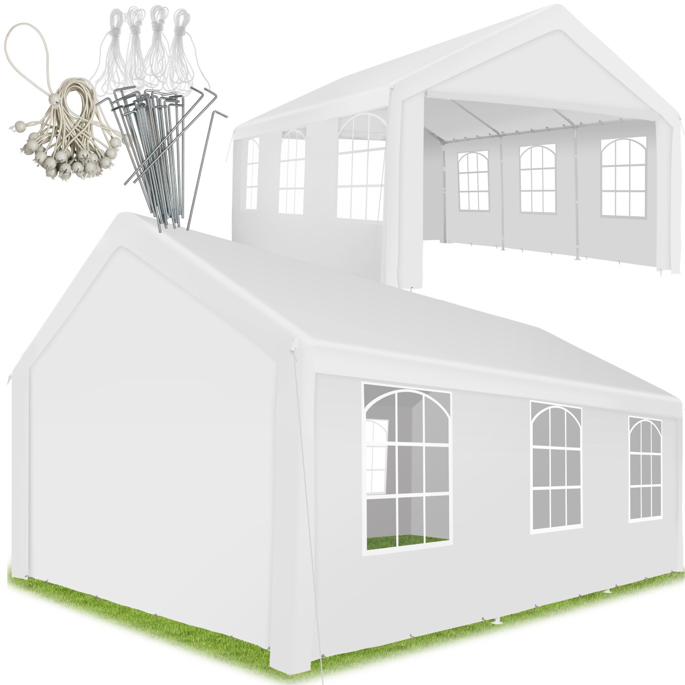 tectake&reg; Pavillon, 6 x 4 m, Klicksystem, inklusive Spannseilen und Heringen 