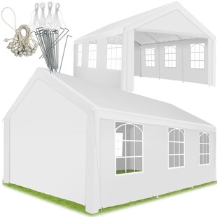 tectake® Pavillon, 6 x 4 m, Klicksystem, inklusive Spannseilen und Heringen 