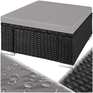 tectake® Rattan Sitzhocker, widerstandsfähig, einfacher Aufbau, 53 x 53 x 26 cm 