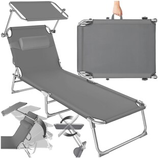 tectake® Gartenliege, klappbar, 4-fach verstellbare Rückenlehne mit Kopfpolster, 190 x 68 x 65 cm 