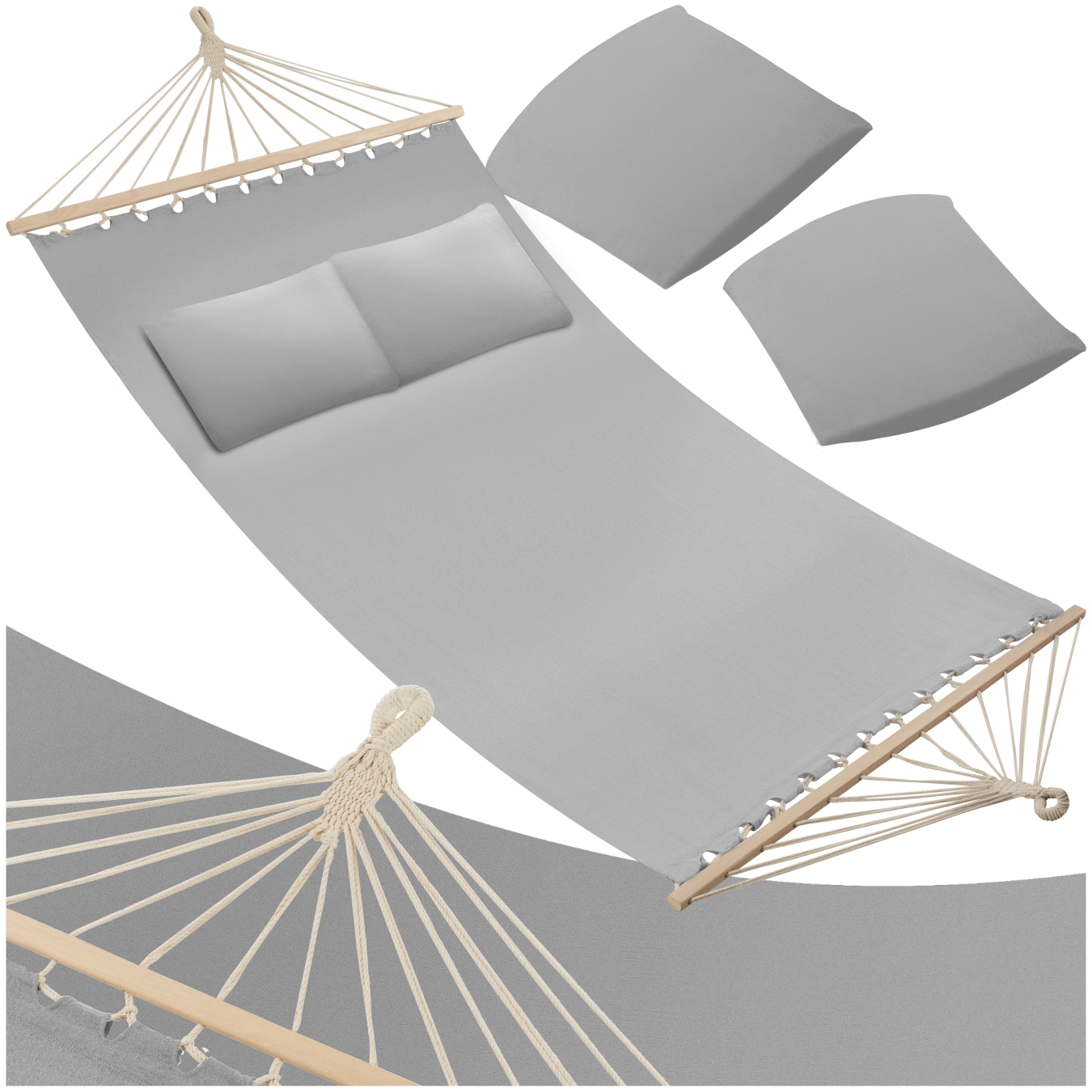 tectake&reg; H&auml;ngematte, mit Spreitzst&auml;ben, f&uuml;r 2 Personen, Belastbarkeit 240 kg, 230 x 145 cm 