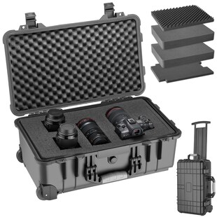 tectake® Kamerakoffer, aus robuster Hartschale mit 3 dicken Schaumstoffeinlagen, in verschiedenen Größen erhältlich, wasserdicht und temperaturbeständig, 34,5 x 23 x 56 cm 