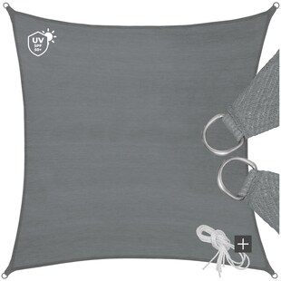 tectake® Sonnensegel, rechteckig mit UV-Schutz 50+, wasserabweisend, atmungsaktiv und reißfest, inklusive Spannseile 