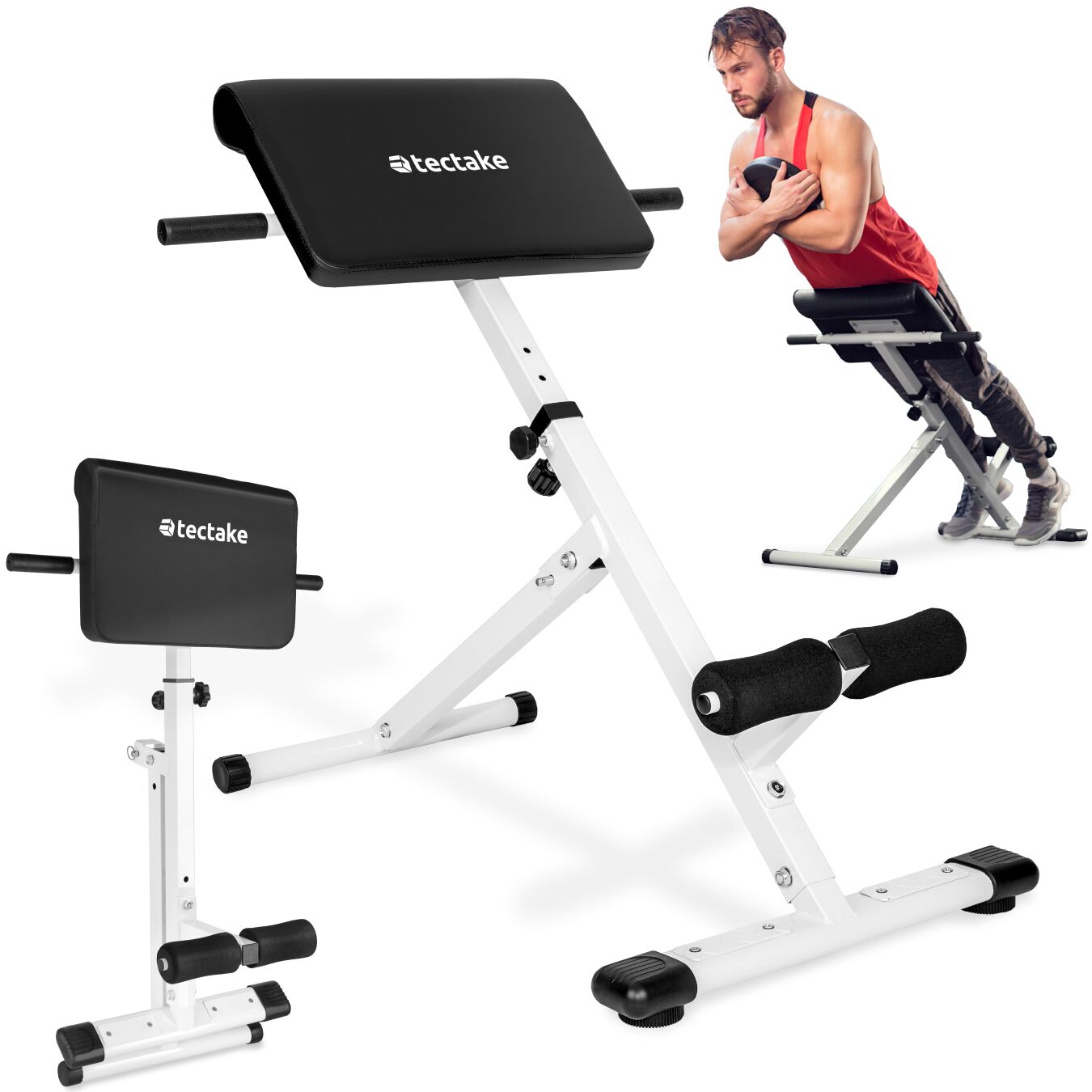tectake&reg; Hyperextension-Bank, R&uuml;ckenstrecker und Bauchtrainer, 5-fach verstellbar, klappbar, rutschfeste Fu&szlig;enden 
