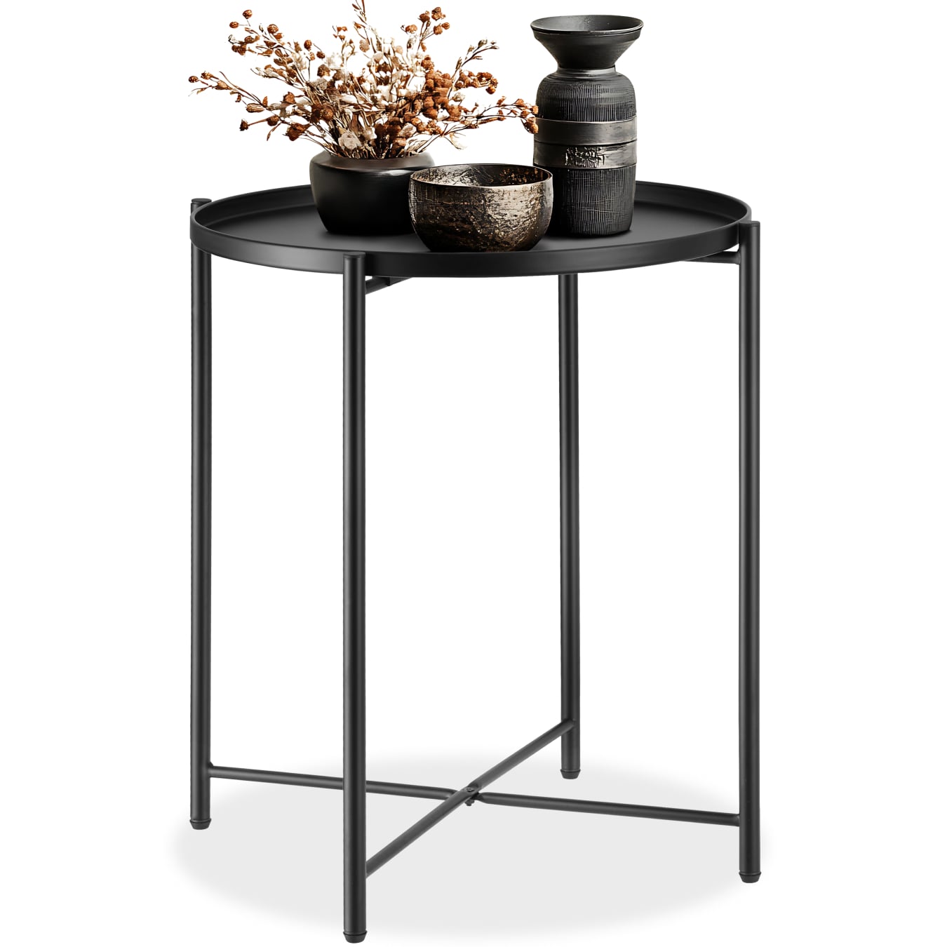 tectake&reg; Beistelltisch, Stahl, filigranes Gestell, 45,5 x 45,5 x 53 cm 