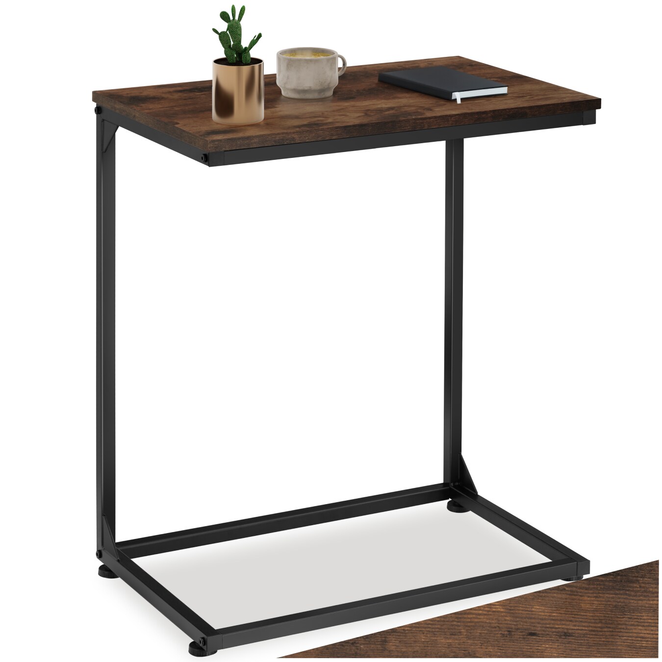 tectake® Beistelltisch, Industrial Style, in praktischer C-Form, 55,5 x 35 x 67 cm