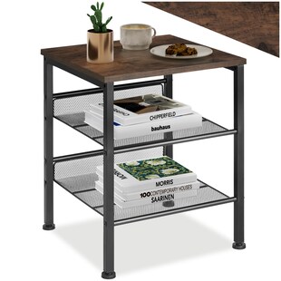tectake® Beistelltisch, Industrial Style, mit Ablage und 2 Gitterablagen, 40,5 x 40 x 50,5 cm 