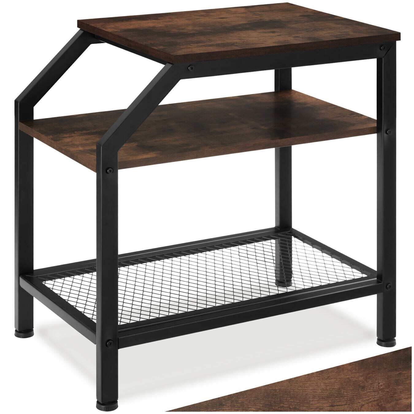 tectake® Beistelltisch, Industrial Style, mit 2 Ablagen und Gitterablage, 36,5 x 58,5 x 59,5 cm