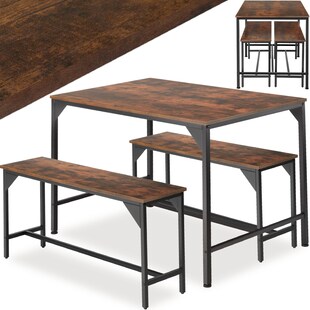 tectake® Sitzgruppe, 3-teilig, Industrial Style, mit höhenverstellbaren Kunststofffüßen 