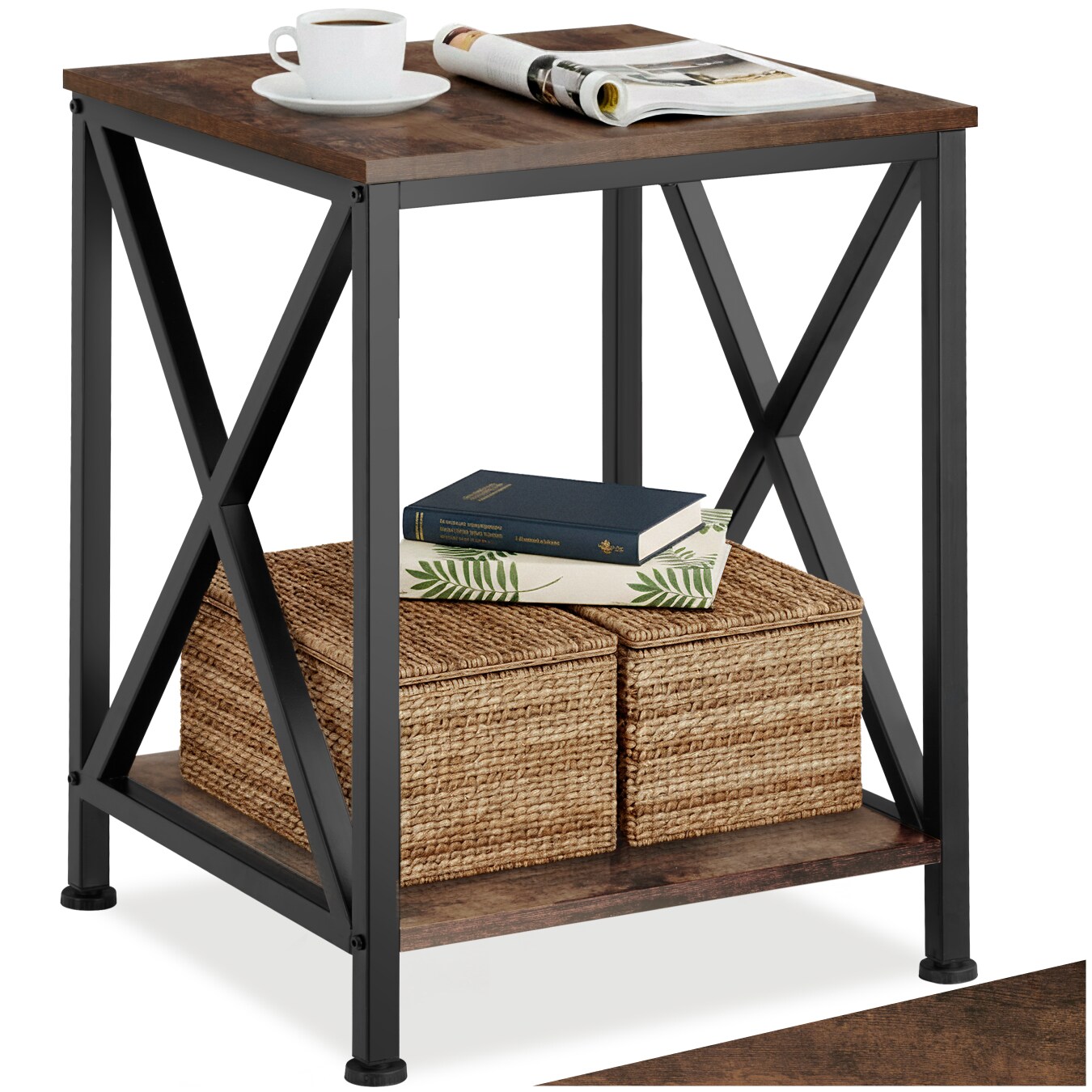 tectake&reg; Beistelltisch, Industrial Style, mit 2 Ablagen, 40,5 x 40,5 x 52,5 cm 