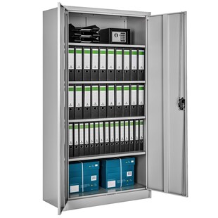 tectake® Aktenschrank, aus pulverbeschichtetem Stahl, 4 höhenverstellbare Einlegeböden, 180 x 80 x 40 cm 