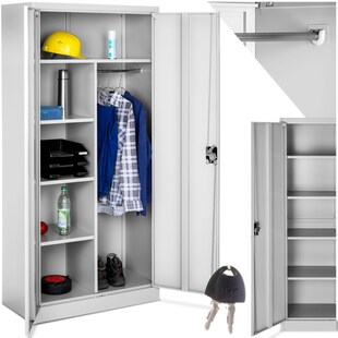 tectake® Spind, aus pulverbeschichtetem Stahl, mit 6 Fächern, 180 x 80 x 40 cm 