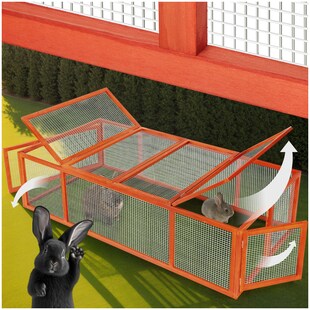 tectake® Hasenstall, aus Holz, 2 Dachöffnungen, 181 x 90 x 48 cm 