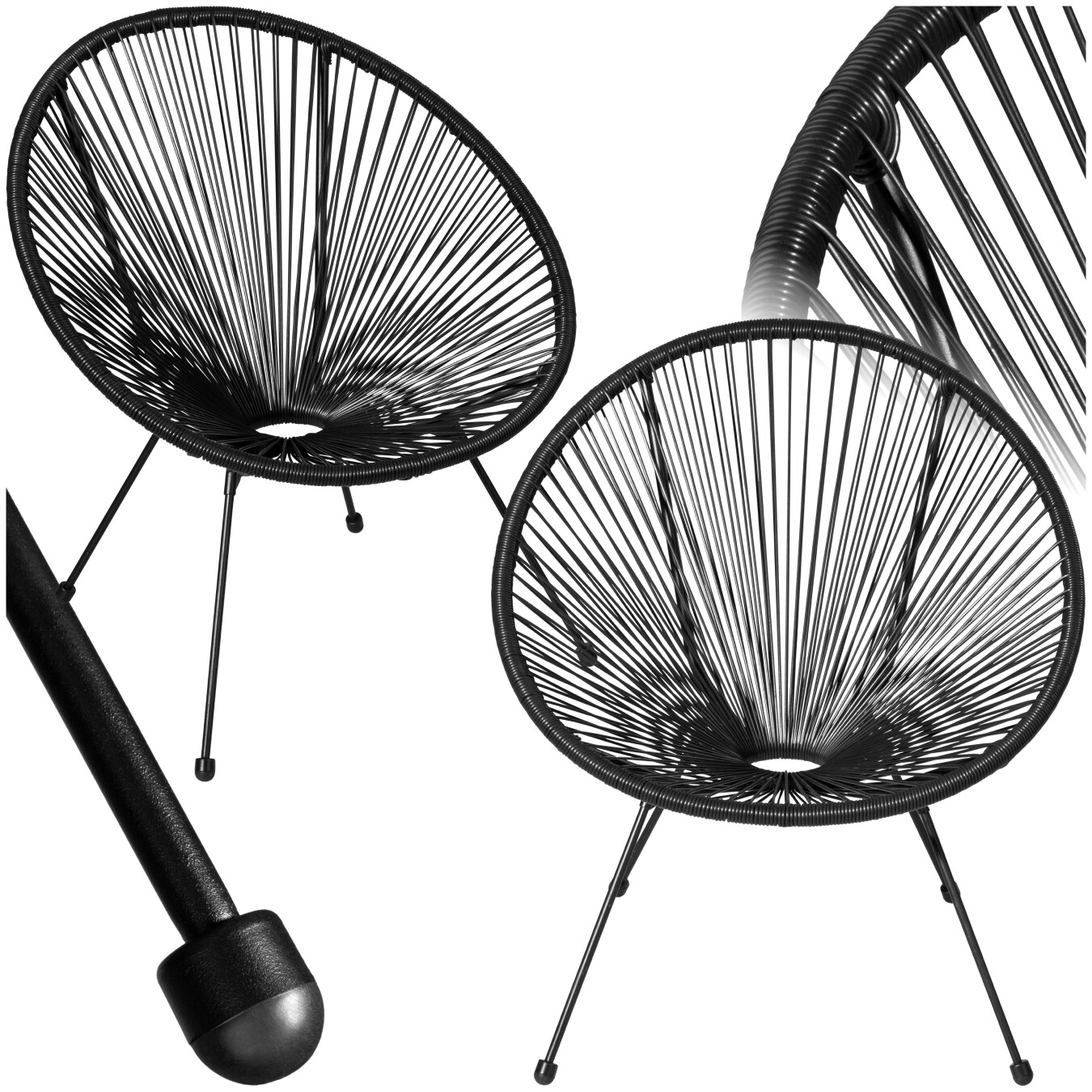 tectake&reg; 2er Set Gartenstuhl, Retro-Design im Acapulco-Stil, filigranes Gestell, Belastbarkeit 120 kg, 70,5 x 69 x 78 cm 