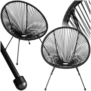 tectake® 2er Set Gartenstuhl, Retro-Design im Acapulco-Stil, filigranes Gestell, Belastbarkeit 120 kg, 70,5 x 69 x 78 cm 
