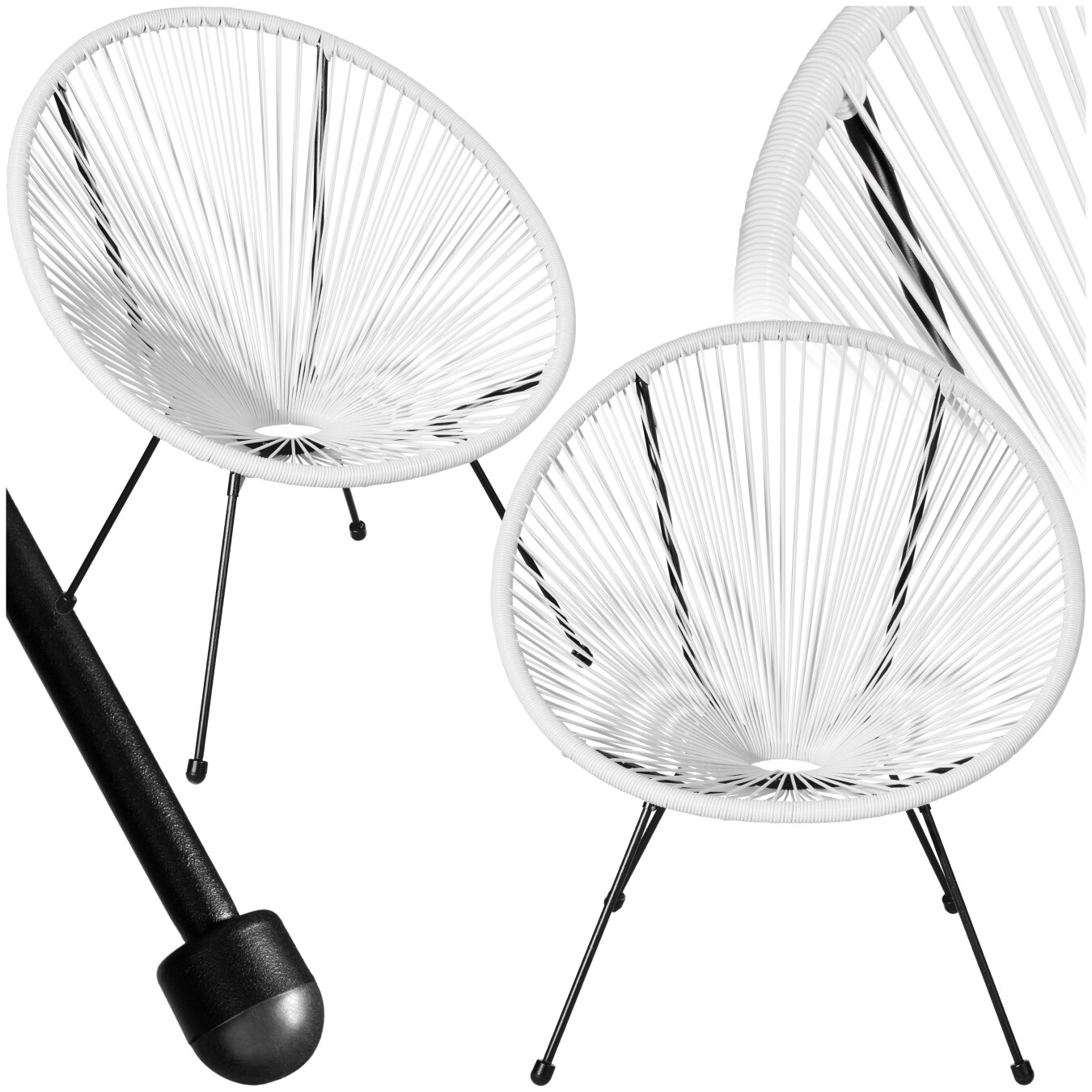 tectake® 2er Set Gartenstuhl, Retro-Design im Acapulco-Stil, filigranes Gestell, Belastbarkeit , 70,5 x 69 x 78 cm