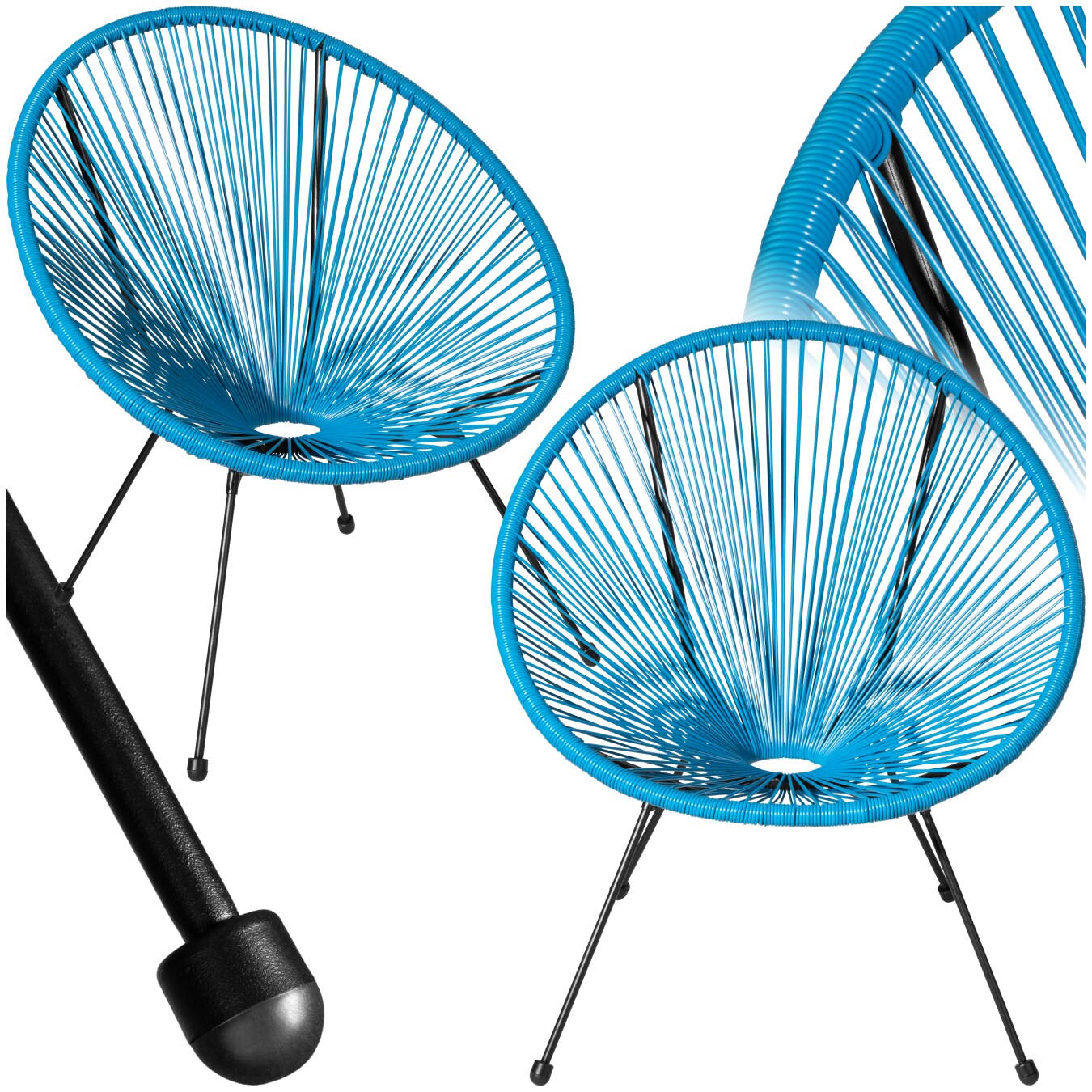 tectake® 2er Set Gartenstuhl, Retro-Design im Acapulco-Stil, filigranes Gestell, Belastbarkeit , 70,5 x 69 x 78 cm