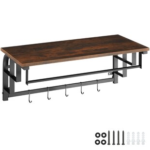 tectake® Wandgarderobe, Industrial Style, mit Ablage und 5 abnehmbaren Haken, 66 x 30 x 27 cm 