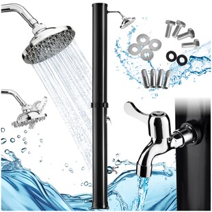 tectake® Solardusche, 40 Liter, Regenduschkopf mit Kugelgelenk, inklusive Wasserhahn 