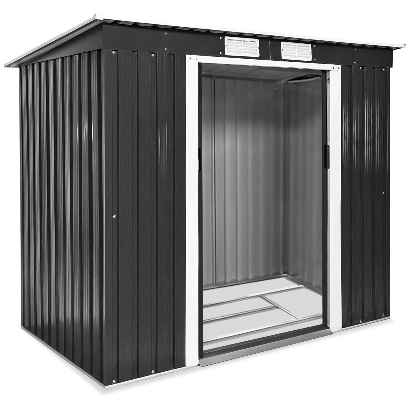 tectake&reg; Gartenhaus mit Pultdach, aus Stahl, praktische Schiebet&uuml;r, 213 x 130 x 173 cm 