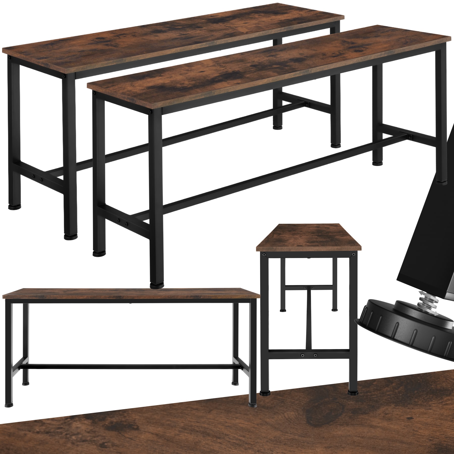 tectake&reg; 2er Set Sitzbank, Industrial Style, Belastbarkeit 200 kg, 108 x 32,5 x 50 cm 