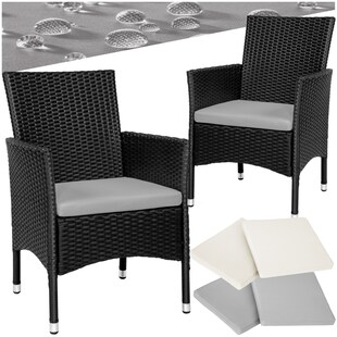 tectake® 2er Set Rattanstuhl, widerstandsfähig, 2 Bezugssets, 59 x 57 x 85 cm 