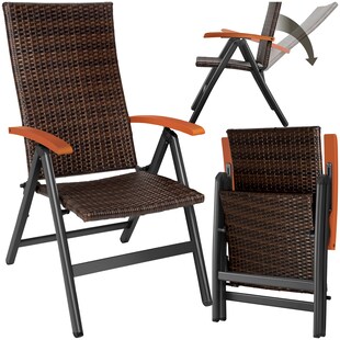 tectake® Rattanstuhl, mit Aluminiumgestell, wetterfest und UV-beständig, 58 x 72 x 108 cm 