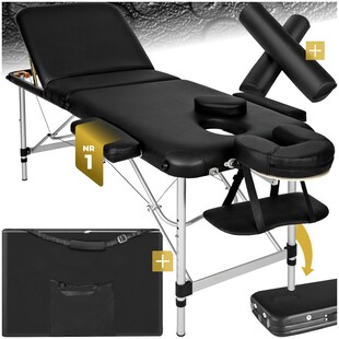 tectake® 3 Zonen Massageliege-Set, Breite 60 cm, Polsterung 5 cm, mit Aluminiumgestell, 210 x 95 x 89 cm 